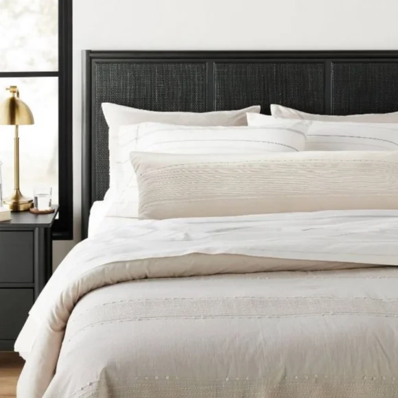 Hearth & Hearth Slub Center Stripe Oversized Lumbar Oblong Bed Pillow - Picture 1 of 14